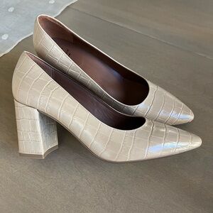 Aquatalia Croc Embossed Leather Heels